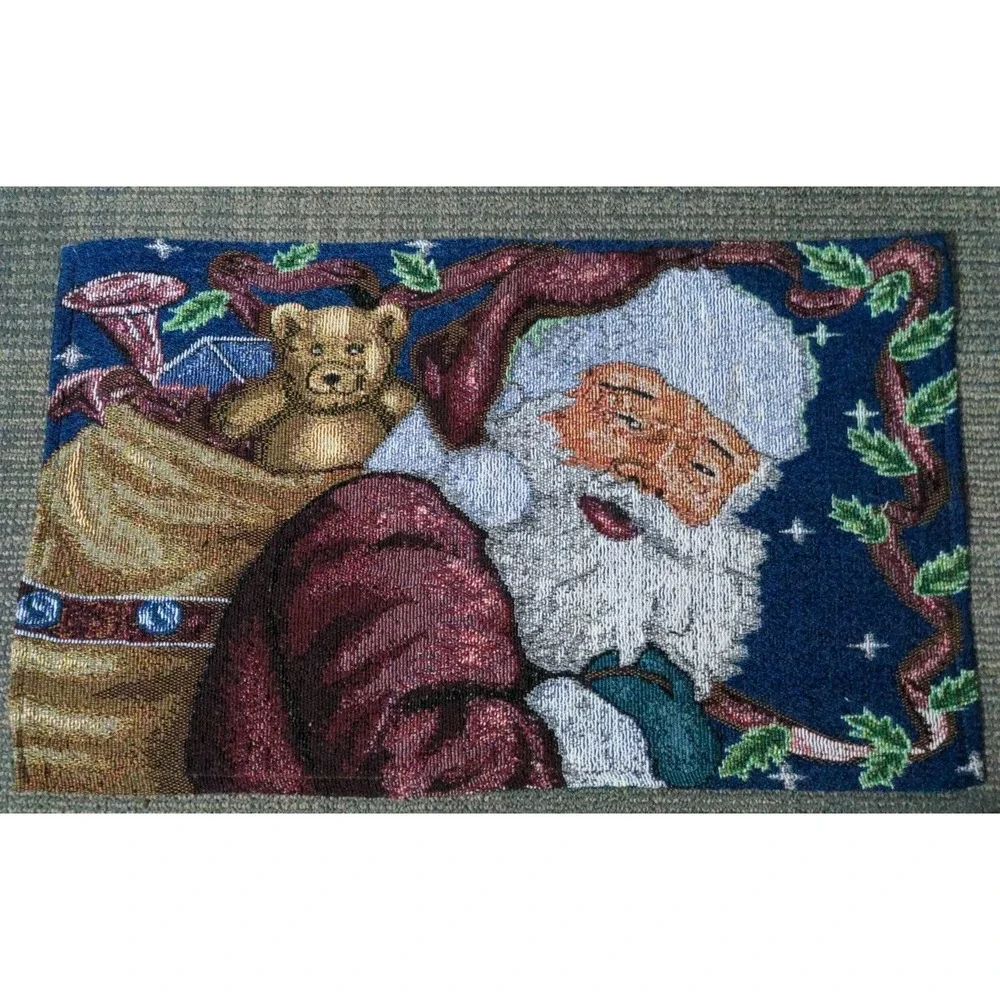 Santa Claus Woven Tapestry Christmas‎ Placemats Set Of 4 Table Setting Decor